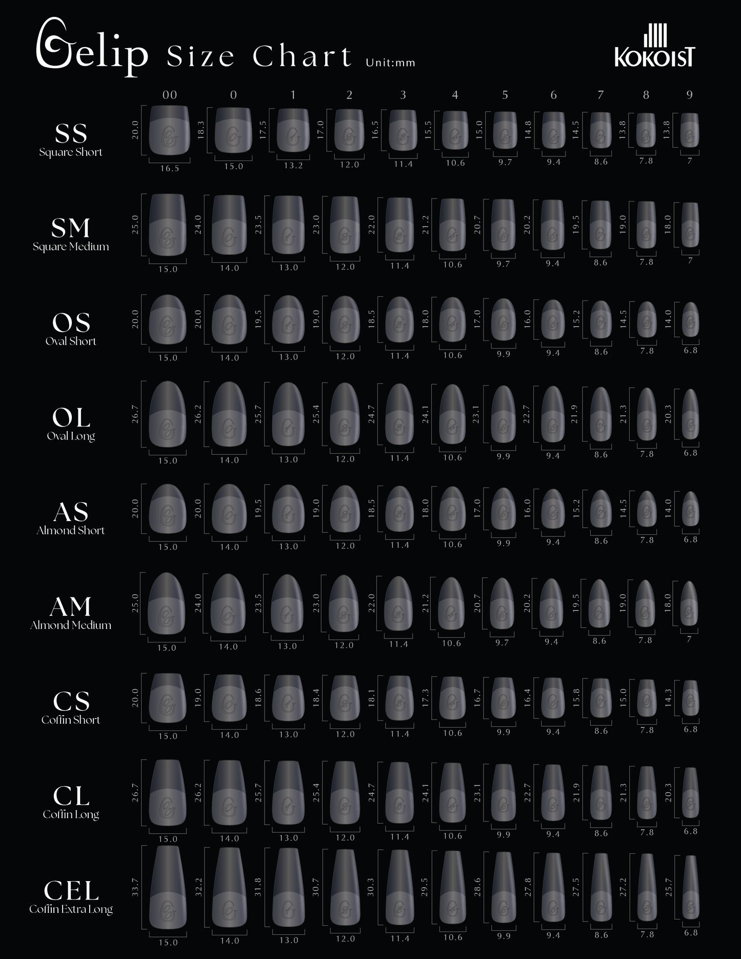 Gelip Almond Short Refill No.00~No.9 AS